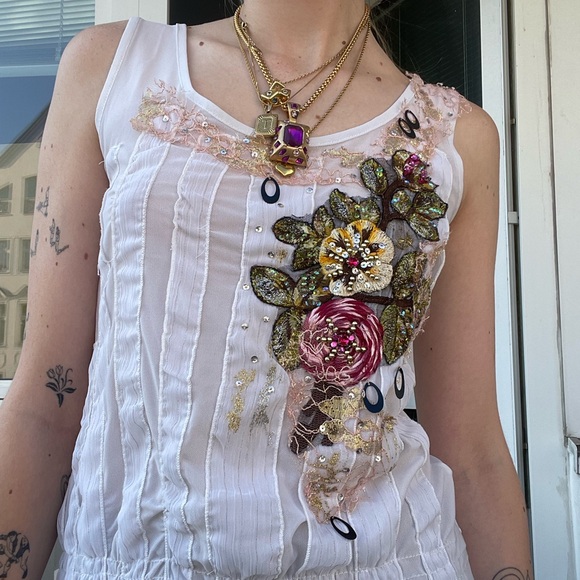 Y2K white floral top - Picture 3 of 4